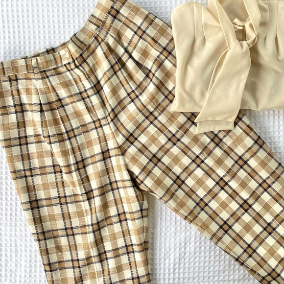 Vintage Plaid High Waisted Rise Trousers - Picture 4 of 13